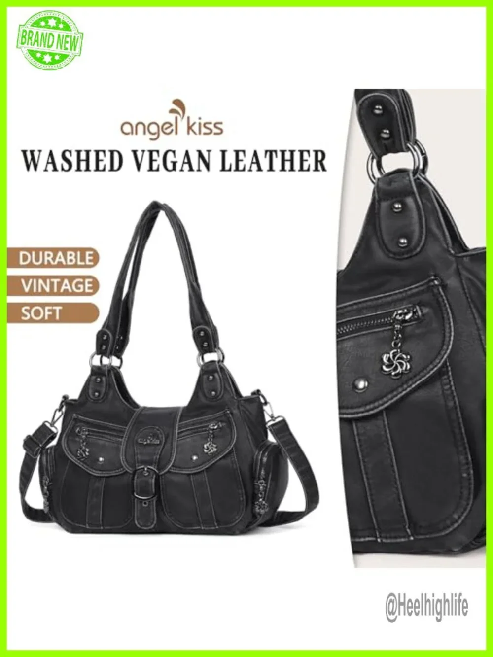 Vegan Leather Hobo Shoulder Bag Tote Purse with Crossbody Strap